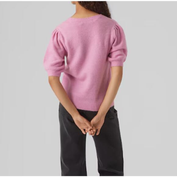 NEW VERO MODA Elly V-Neck Puff Sleeve Knitted Sweater Size S - Picture 2 of 9